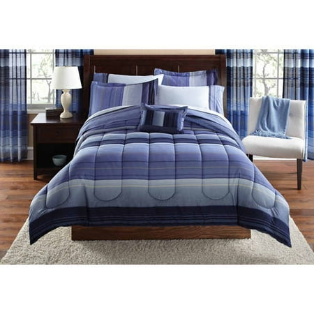 Mainstays Ombre Bed in a Bag Bedding Set with Decorative Pillow