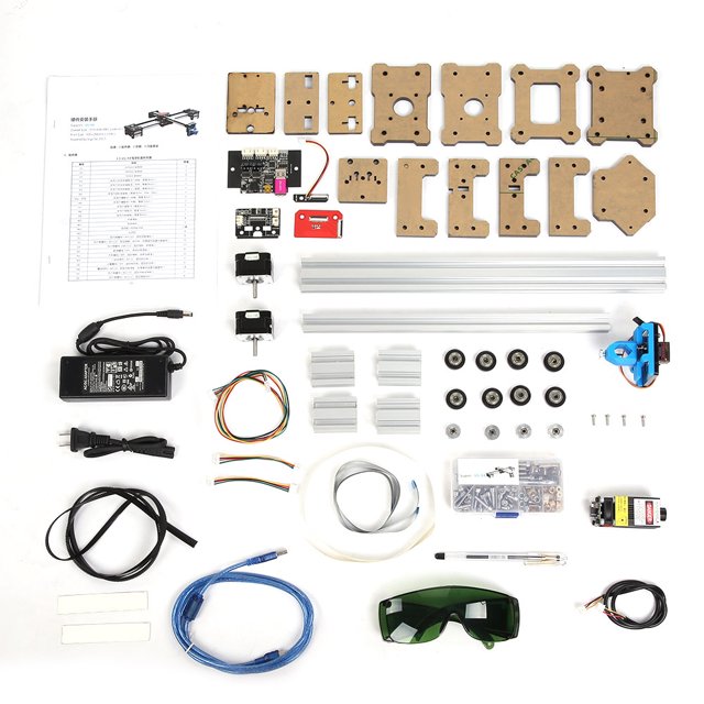2 Axis DIY CNC XY Plotter Pen Drawing Machine Robot with 1.6W Laser 100-240VAC(US plug)