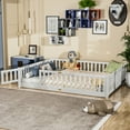 thumbnail image 2 of Miniyam Queen Size Toddler Floor Bed with Fence, White, 2 of 8