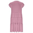 thumbnail image 4 of USSUMA Spring Dresses for Women 2025 Summer Dress Short Sleeve Crew Neck Casual Solid Color Ruffle Maxi Dress Elegant Dress Comfortable Skirts Travel Holiday Gift Finder Pink Dress Size-XXL, 4 of 5