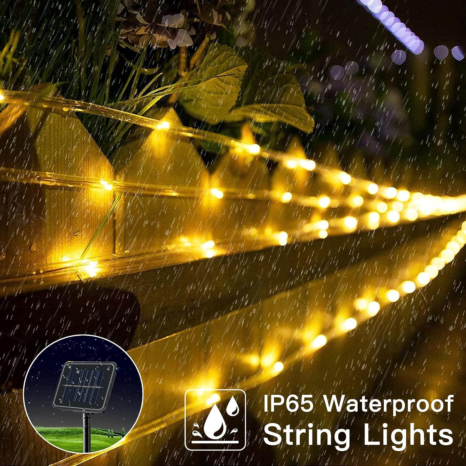 Solar Rope Lights Outdoor Waterproof,Solar Rope Light 72FT 200 LEDs, Outdoor LED Copper Fairy String Tube Lights,Outdoor String Lights for Christmas Holiday Tree Decoration Lighting (Warm White)