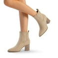 thumbnail image 7 of BURUDANI Women Pointed-Toe Chunky Block-Heel Ankle Booties Fall Short Boots, 7 of 7