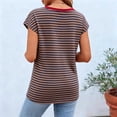 thumbnail image 5 of biudgviw Cap Sleeve Tops for Women Fashion Striped Crewneck Tee Lightweight Casual Loose Fit T-Shirt for Everyday Wear, 5 of 5