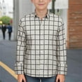 thumbnail image 3 of WOYY Little Boys Plaid Long Sleeve Shirt Unisex Casual Button Down Shirt, Sizes 5-6, 3 of 5