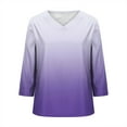 thumbnail image 5 of Qingpeng Satin 3/4 Sleeve Tops for Women V Neck Casual Loose Fit Blouses Soft Breathable Daily Tee Shirts Size S-5XL, 5 of 6