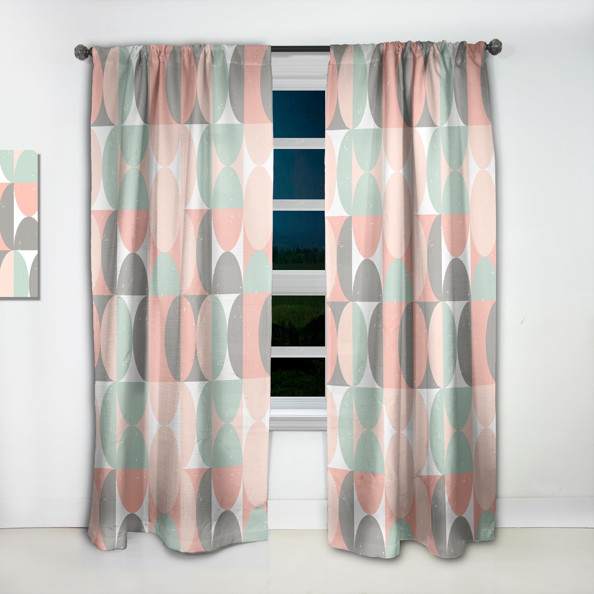 Designart 'Pastel Circular Retro Pattern II' Mid-Century Modern Curtain Panel