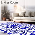 thumbnail image 2 of ODIKA 2'x3' Machine Washable Non-Slip Area Rug, Kaleidoscopic Blossom Motif with Folk Art Spirals High Traffic Rug with Pad, Blue, 715915, 2 of 8