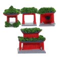 thumbnail image 1 of Pavilion Adornment Mini Garden Decoration Chinese House Pavilion Model Indoor Use Resin Statue 4Pcs, 1 of 4