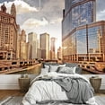 thumbnail image 2 of wall26 - Chicago Skyline at Sunset - Removable Wall Mural | Self-Adhesive Large Wallpaper - 100x144 inches, 2 of 6