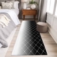 thumbnail image 4 of 2'x6' Rug Runners for Hallways Kitchen, Black Ombre Non Slip Entryway Beside Floor Carpet Runner, Modern Geometric Abstract Rhombus Striped Washable Laundry Room Bedroom Throw Rugs Mat for Family Pet, 4 of 8