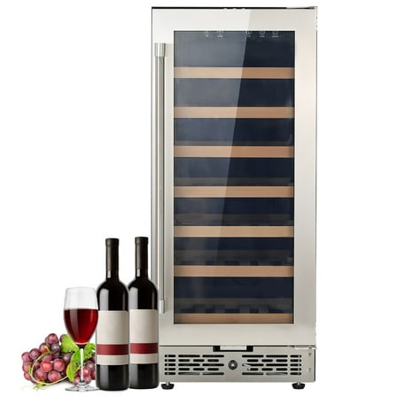 FRCOLOR Beverage and Wine Refrigerator Black 33 Bottle Storage Digital Temperature Control
