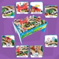 thumbnail image 4 of Hey Play 75-Piece Wooden Train Set with Illustrated Toy Storage Play Table, 4 of 7