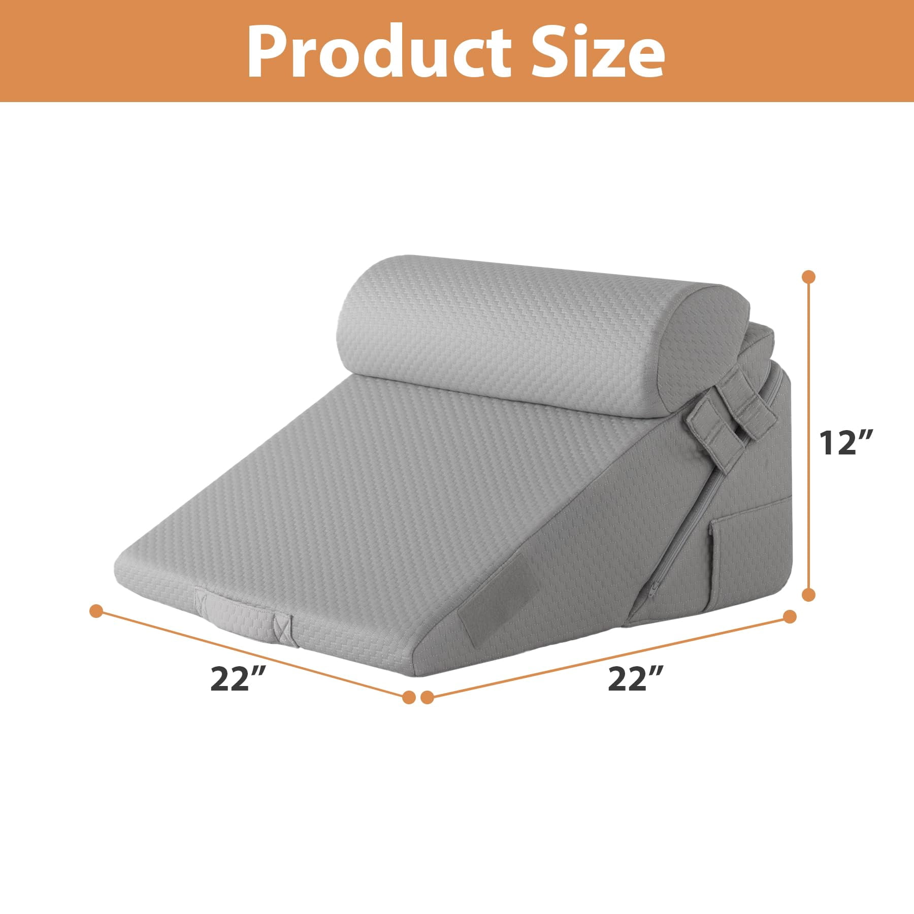 3pcs Wedge Pillow Set  Adjustable Headboard Bed Pillows For Sleeping Support Sitting Up Grey