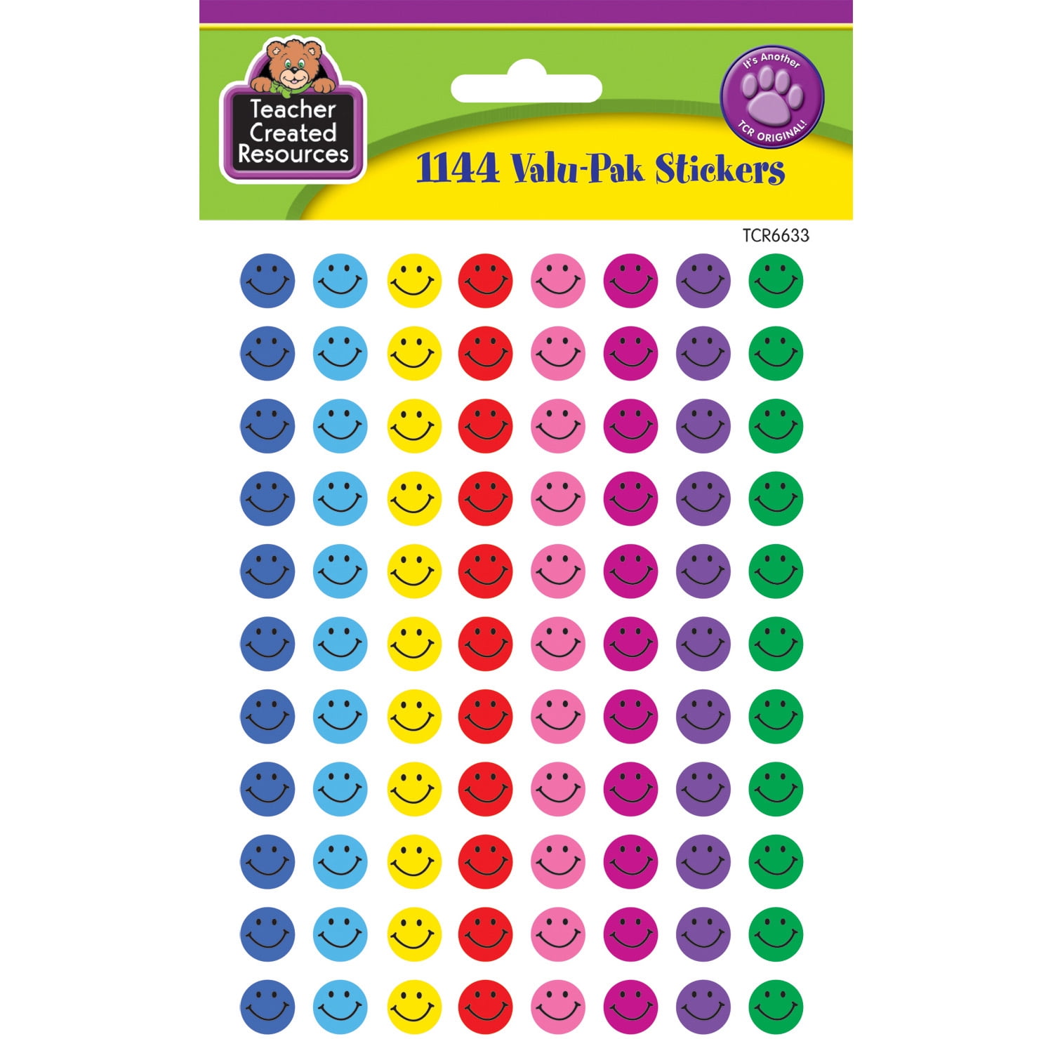 Teacher Created Resources Mini Happy Face Stickers Valu-Pak, Multi Color, 1,144 Per Pack, 6 Packs
