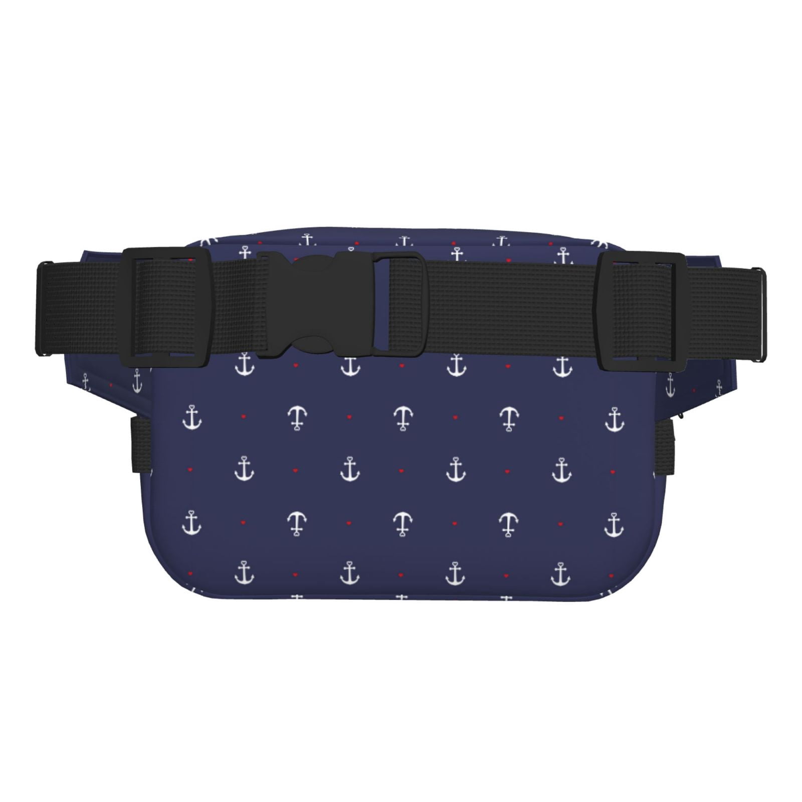 Picia Anchors Heart Blue Print Square Double-Layer Waist Bag Mini Adjustable Waist Belt Bag Exercise Running Travel Hiking