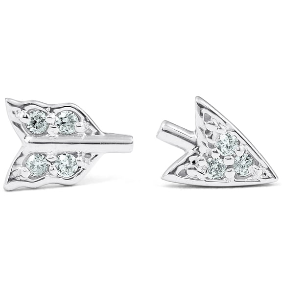 Pompeii 14k White Gold Arrow Diamond Studs Womens Dainty Fashion Earrings (G-H,I1)