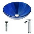 thumbnail image 2 of ANZZI  Meno Series Deco-glass Vessel Sink in Lustrous Blue with Key Faucet in Polished Chrome, 2 of 4