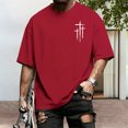 thumbnail image 4 of Yopmin Mens Cross Shirt Crew Neck Summer Short Sleeve Religious Cotton T Shirts for Everyday Wear, 4 of 7
