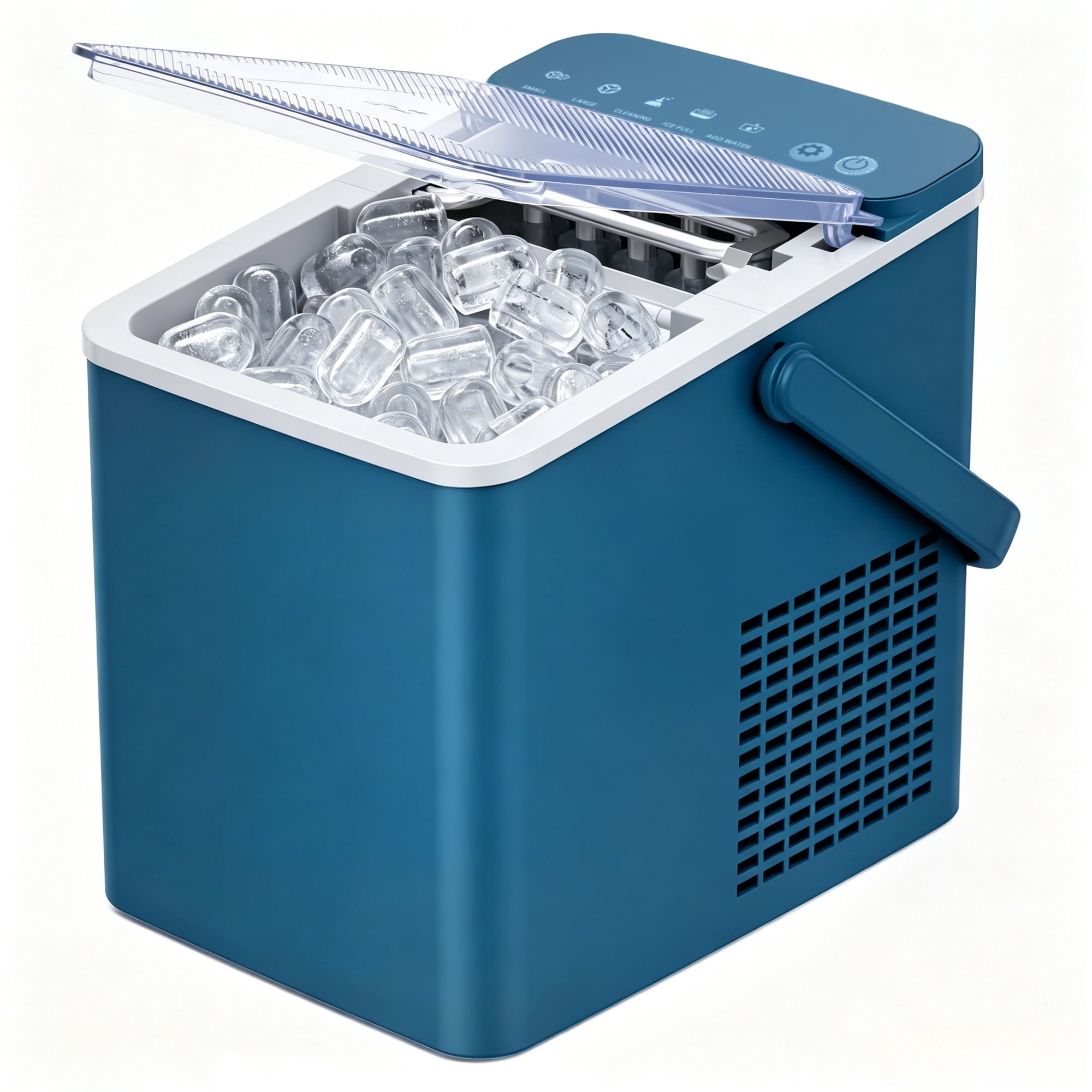 SIMZLIFE Portable Countertop Ice Maker Machine, 26 lbs Ice Per Day, 9 Bullet Ice Cubes Ready in 6 Minutes, Small & Large Ice Sizes, Self-Cleaning, 1.1L Water Tank, Ice Scoop & Basket, Blue