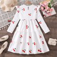 thumbnail image 4 of XUELUO Big Girls Dresses Cherry Print Tiered Ruffled Skirts & Pleated Bodice Long Sleeve Dress Kids Spring Valentine Outfit, 4 of 9