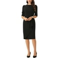 thumbnail image 2 of INSPIRE CHIC Ruched Dress for Women's Short Sleeve Business Work Dress Trendy L Black, 2 of 6