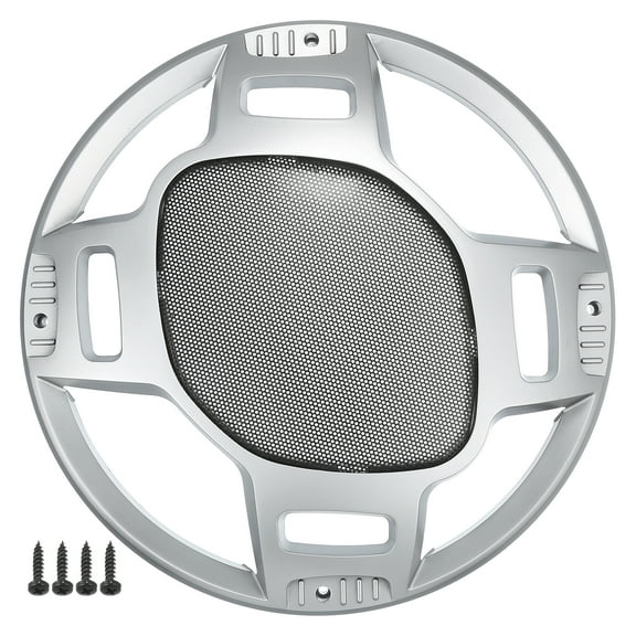 Unique Bargains 1 Pcs 12" Car Speaker Grills Cover Mesh Round Audio Subwoofer Protector w/ Screws Iron Silver Tone Black