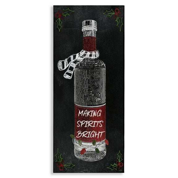 Stupell Industries Making Spirits Bright Bottle Holiday Painting Gallery Wrapped Canvas Art Prints Wall Art, 10 x 24