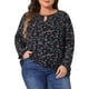 thumbnail image 1 of Blusas de chiffon floral de manga larga con cuello en forma de llave para mujeres de tallas grandes GRACE & GRANDEUR 1X negro rosa, 1 of 1