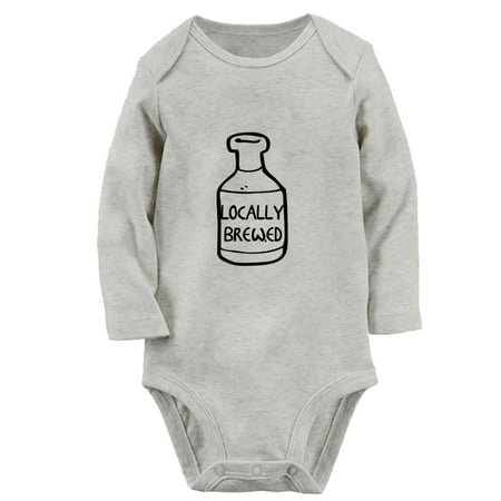 

iDzn® Locally Brewed Funny Rompers Newborn Baby Unisex Bodysuits Infant Jumpsuits Toddler Kids Long Sleeve Oufits (Gray 0-6 Months)