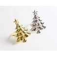 thumbnail image 4 of Decorative Reindeer Snowflake Christmas Tree Holiday Rhinestone Metal Napkin Rings - Set of 4 (Silver-Plated Christmas Tree), 4 of 5