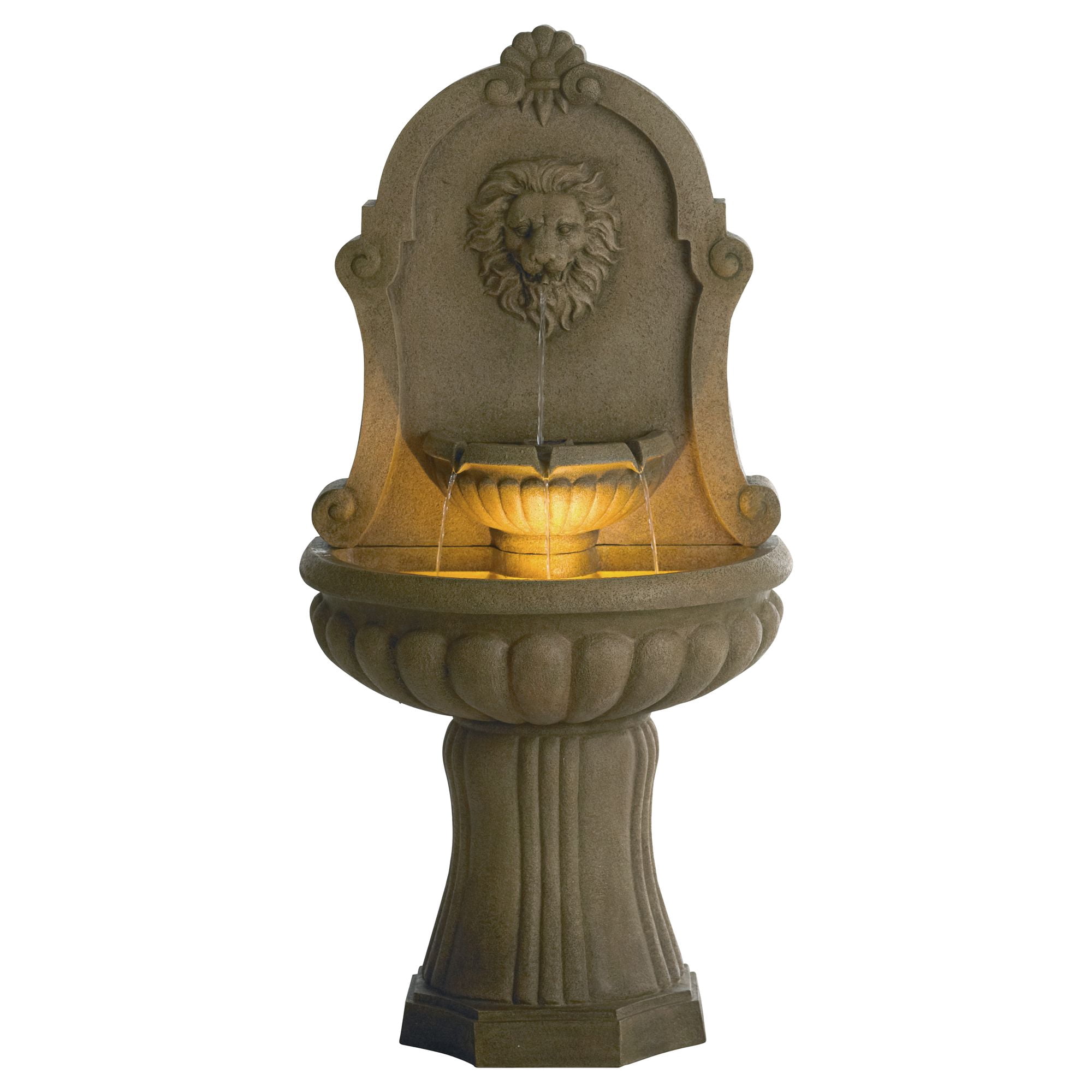Royal Savanna Lion 58" High Large Italian Indoor Outdoor Decor Faux Stone Floor Fountain with Light LED Outside