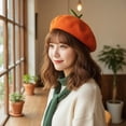 thumbnail image 7 of Jiibva Handmade Kawaii Beret Cartoon Beret Hat Green Leaves Fruit Berets French Style Beret Hats Cute Fruit Painter Hat Lolita Mori Cap for Women, 7 of 7