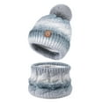 thumbnail image 2 of Wutalume Women's Gradient Pom Pom Beanie and Scarf Set, Contrast Color Winter Knit Hat, Warm Two-Piece Set for Fashion and Function,Gray, 2 of 8
