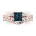 thumbnail image 2 of Clara Pucci 18K Rose Gold 3.4 Natural London Blue Topaz Engraveable Engagement Ring + Wedding Band Set, 2 of 7