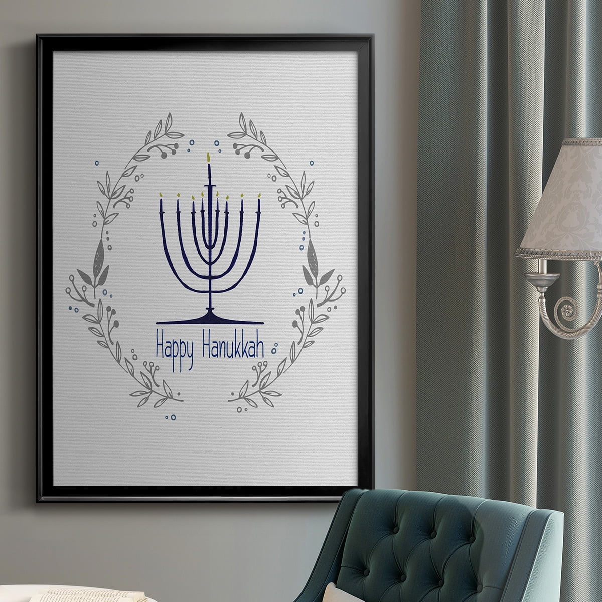 Happy Hanukkah II Premium Framed Print - Ready to Hang