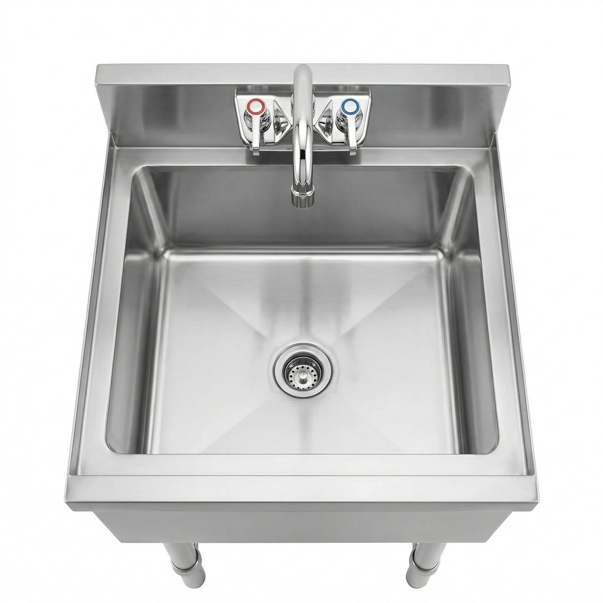 AmGood Commercial Underbar Hand Sink 18.5 in. x 18 in. x 30 in. Stainless Steel with Backsplash Faucet Included NSF, Single Bowl Bar Prep Sink