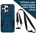 thumbnail image 2 of Dteck for iPhone 15 Pro Max Case with Crossbody Phone Lanyard,Compatible with MagSafe, Built in Invisible Stand, Military Grade Drop Shockproof Magnetic Protective Phone Case,Blue, 2 of 9