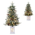 thumbnail image 2 of RONSHIN (A) 3FT 2PCs Snow Flocked Christmas Tree - Small Artificial Tree with Base & 78 Lights, 8 Lighting Modes, Hinged Xmas Tree, Christmas Decor, 2 of 6