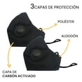 thumbnail image 4 of 2 Cubrebocas Deportivo con 1 Válvula Facex American Negro, 4 of 5