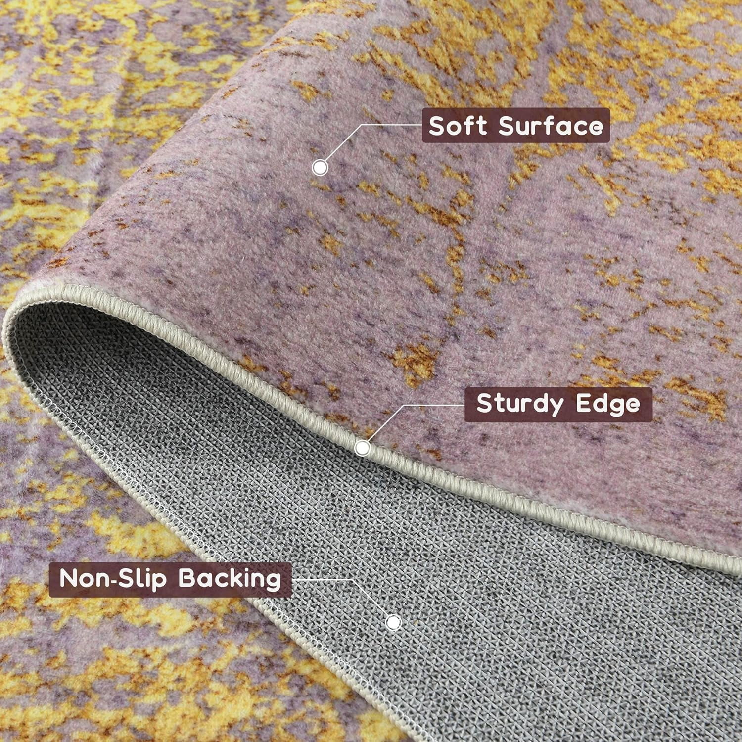 Lochas Abstract Area Rug Soft Modern Rugs for Living Room Bedroom Home Decor Indoor Carpet,4'x6',Pink/Gold