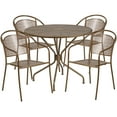 thumbnail image 2 of Flash Furniture Commercial Grade 35.25" Round Gold Indoor-Outdoor Steel Patio Table Set with 4 Round Back Chairs, 2 of 5