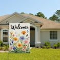 thumbnail image 2 of AMHNF Welcome Floral Garden Flag, Linen Material, Colorful Flower Design for Spring Summer Home Outdoor Garden Yard Door Decor 12x18 inch, 2 of 5