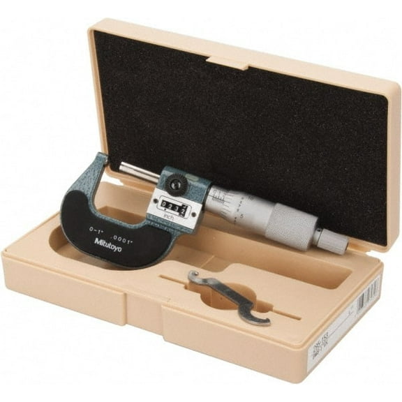 Mitutoyo 1 Inch Max Measurement, 0.0001 Inch Graduation, Spherical Face Micrometer