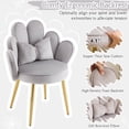 thumbnail image 4 of Ktaxon Vanity Makeup Chair Comfy Accent Chair Small Office Chair with Flower Back and Lumbar Pillow for Living Dining Room Bedroom Home Office Velvet Light Gray, 4 of 10