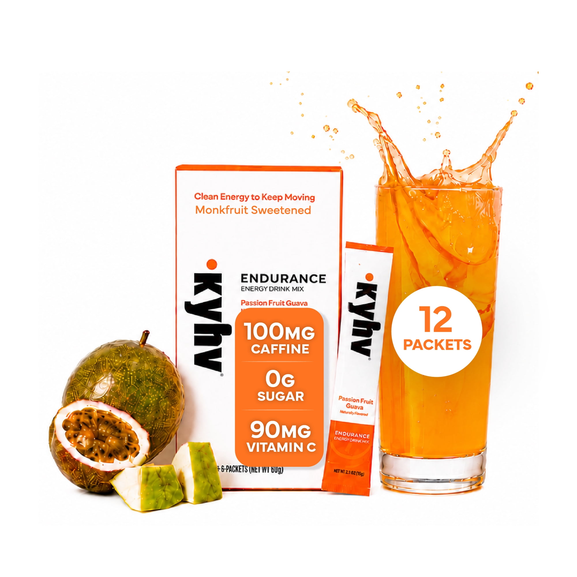 Kyhv Nutrition Endurance Energy Drink Mix (Passion Fruit Guava - 12 Sticks)