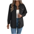 thumbnail image 2 of Women's Casual Lightweight Jacket Solid Color Lapel Pocket Button Long Sleeve Coat Outwear, 2 of 8
