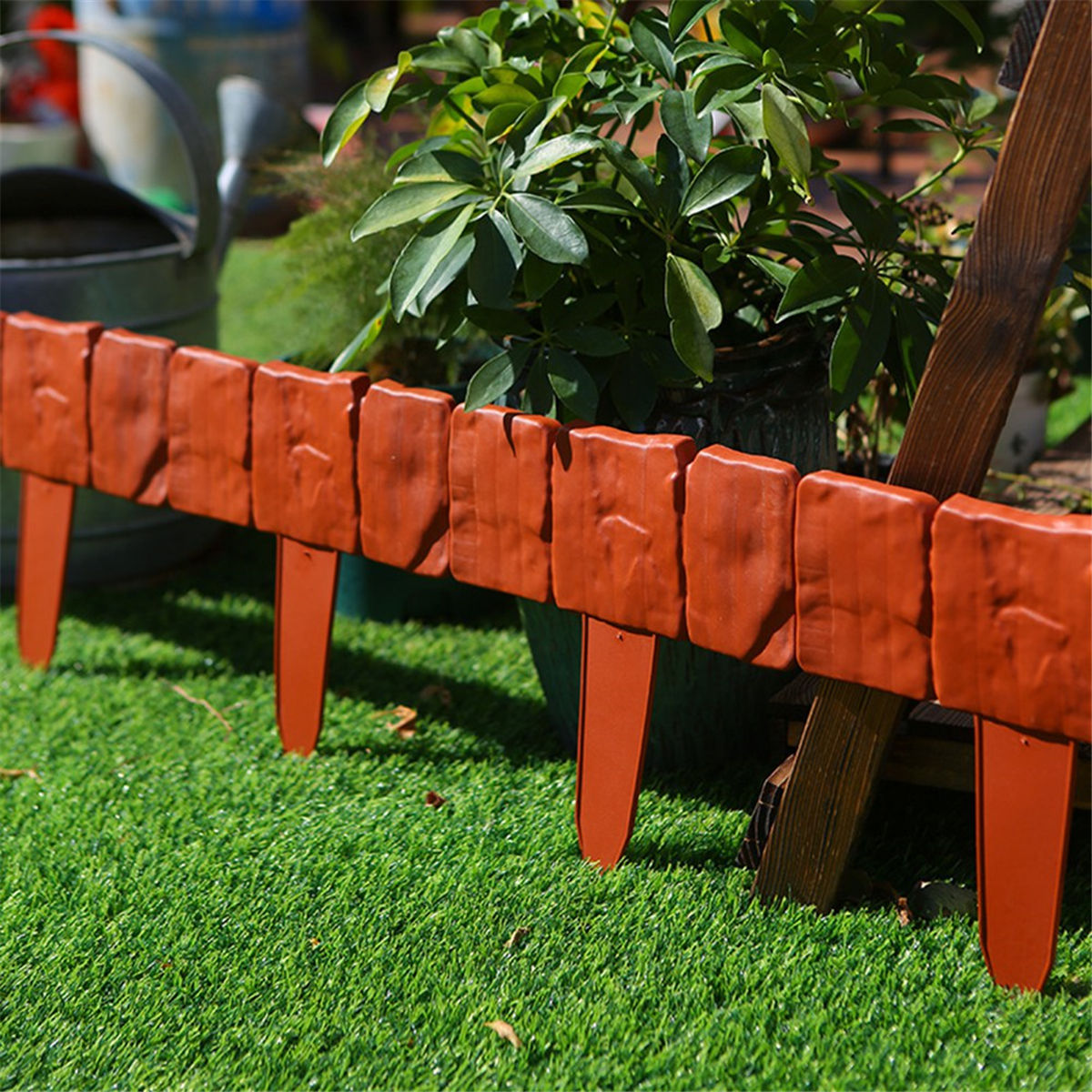 40PCS Garden Fence Imitation Stone Plant Support Stake Outdoor Landscape Edging Decorative Border,A PVC Imitation Stone Gray
