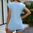 thumbnail image 4 of Summer Tops for Women V Neck Ruffle Sleeve Shirts 2026 Spring Dressy Casual Blouses, Light Blue L, 4 of 6