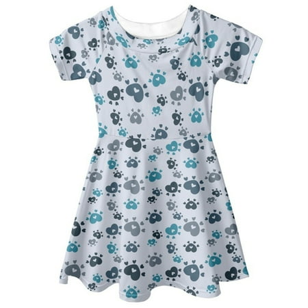 

Toddler Kids Girls Dresses Cartoon Animals Printed Short Sleeve O-Neck Summer Casual Loose Princess For 4 To 15 Years Sundress Wedding Soft Dress For Chlidren