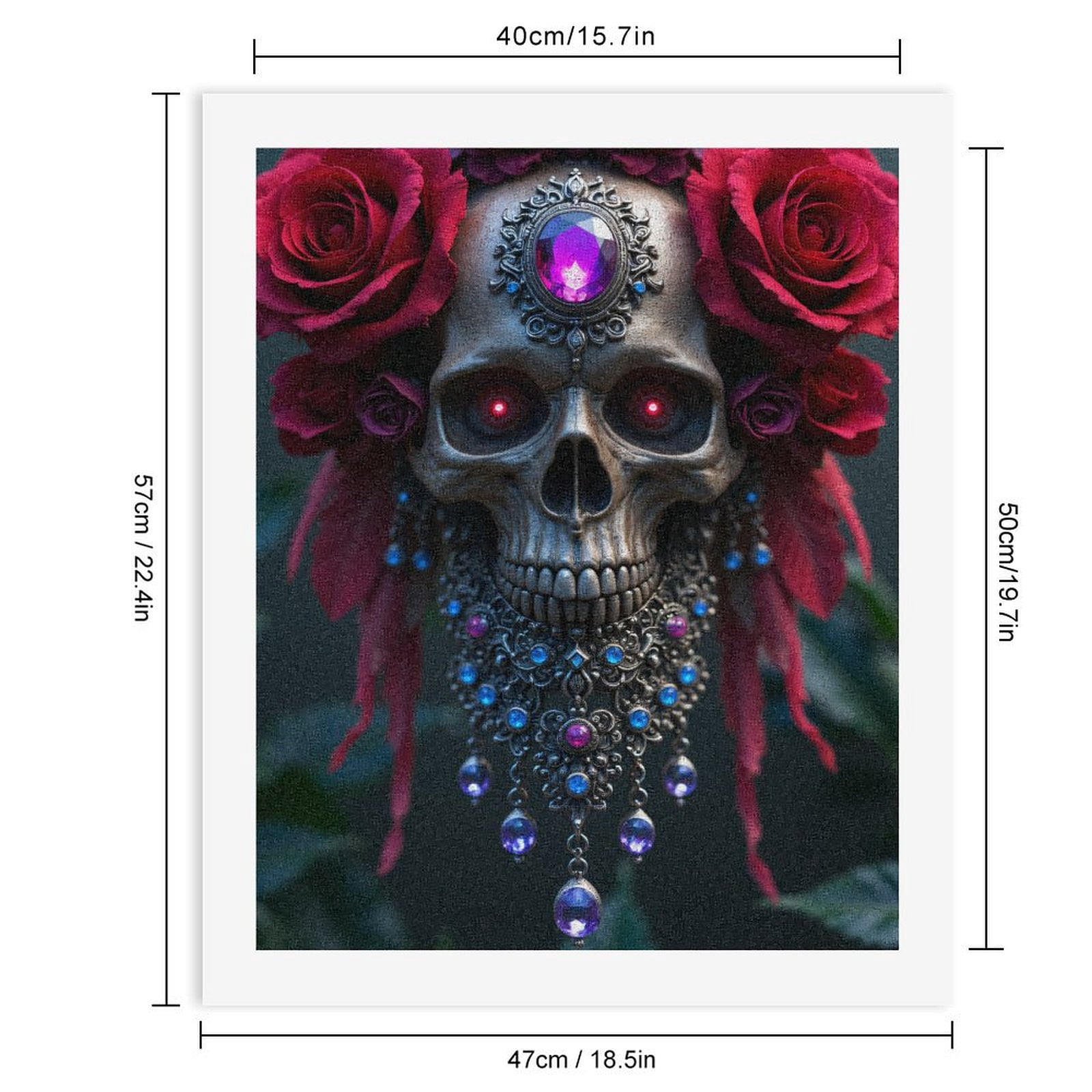 Paint By Numbers Kit for Adults Beginner - DIY Gothic Skull Art Rose Jewels Canvas Painting Kits for Adults, Frameless Paint By Number for Adults for Home Wall Decor 16x20 Inch